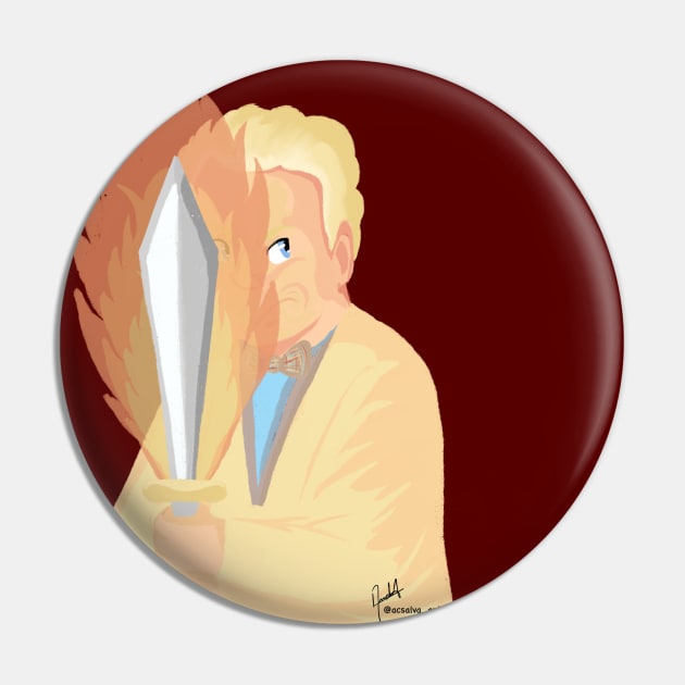 Aziraphale and his flaming sword Pin by AC Salva