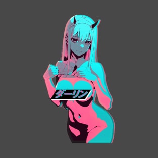 ダーリング Daringu #8 Zero Two Darling in Malibu Retrowave Edit T-Shirt