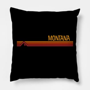 Retro vintage Montana design featuring stripes and mountain Pillow