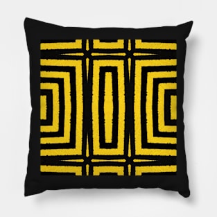 HIGHLY Visible Yellow and Black Line Kaleidoscope pattern (Seamless) 19 Pillow