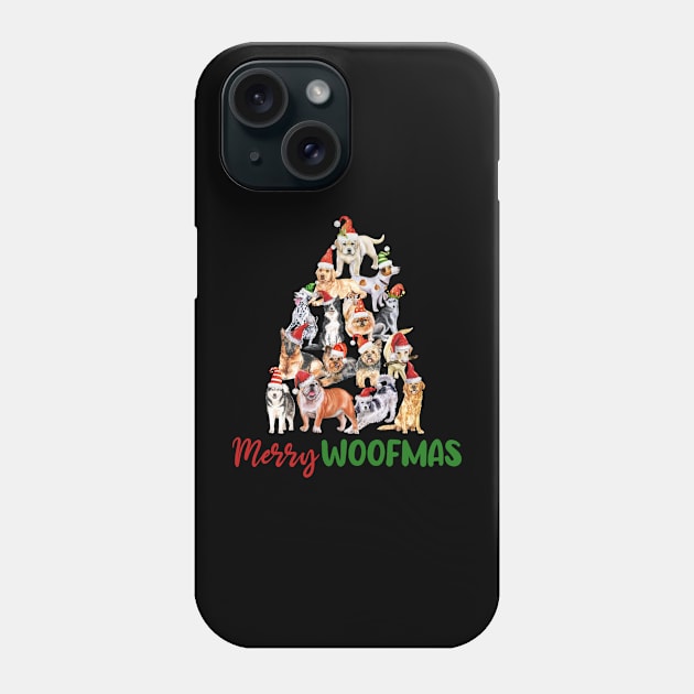 Merry Woofmas Cute Santa Dog Christmas tree Dog Lover Christmas Gift Phone Case by BadDesignCo