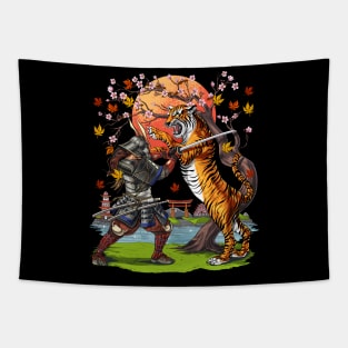 Japanese Tiger Samurai Warrior Tapestry