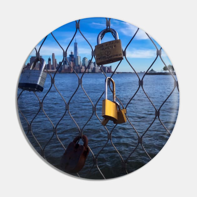 Manhattan Skyline Love Padlocks NYC Pin by eleonoraingrid