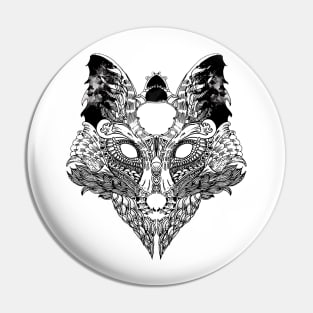 Fox black and white illustration line art design by shoosh Pin