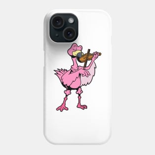 Cartoon flamingo playing the violin Phone Case