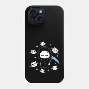 Spooky Grim Reaper with Cats Pattern Halloween Phone Case