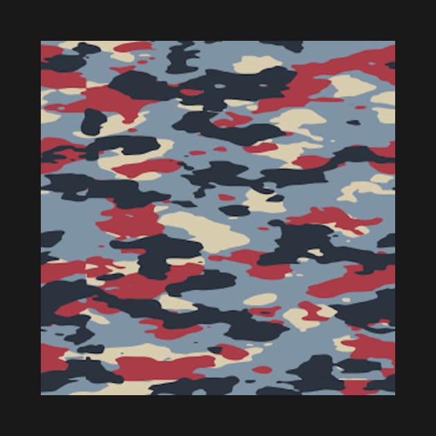 Camouflage Red Blue Print Pattern by SynchroDesign