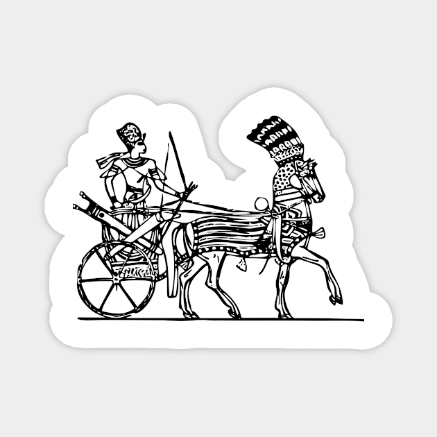 Horse drawn chariot line-art Magnet by Insignis