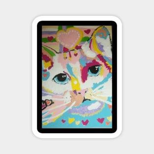 Colorful cat face painting Magnet