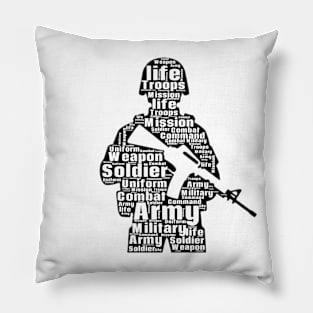 soldier word cloud black Pillow