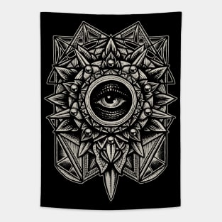 Sacred Geometry Seraphim Star Mandala Black Tapestry