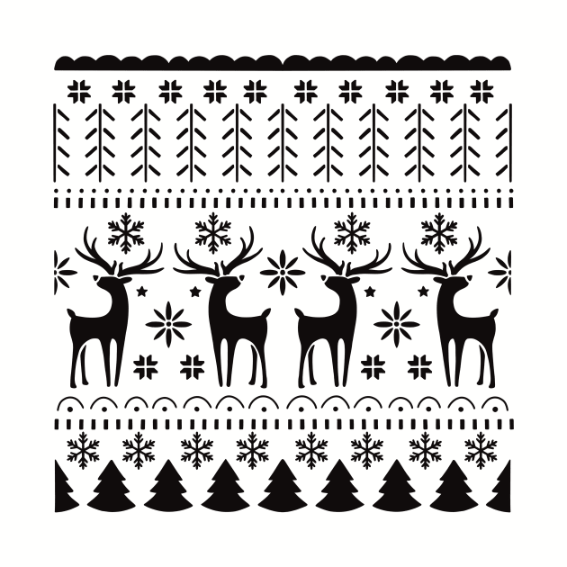 Northern Europe Folk Art Christmas Reindeer Sweater Pattern by SkullFern