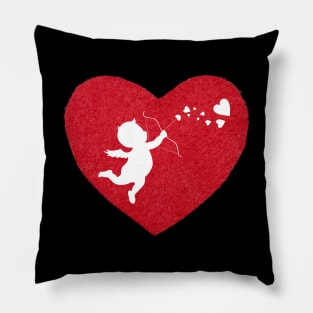 Cupid shoots love in red heart Pillow