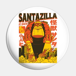 Santazilla Christmas Gift Tee Perfect for Holiday Season and Christmas Lovers Pin