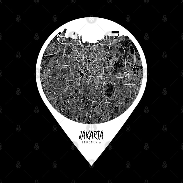 Jakarta, Indonesia City Map - Travel Pin by deMAP Studio