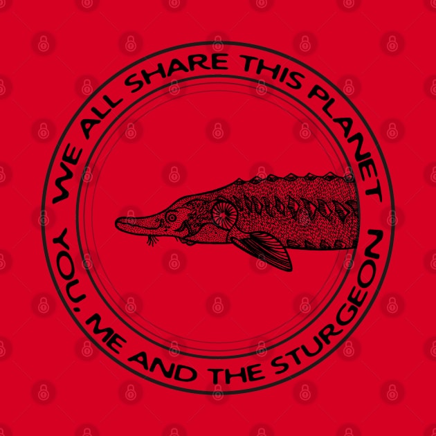 Sturgeon design - meaningful fish drawing for animal lovers by Green Paladin