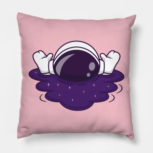 Cute Astronaut Drowning In Space Cartoon Pillow
