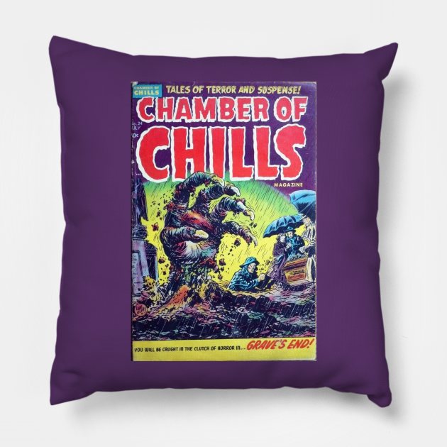 Zombie Hand Chilling Comic Cover Pillow by Weirdette