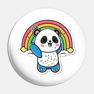 Cute Cartoon Panda Rainbow Colourful Funny Kawaii Pin