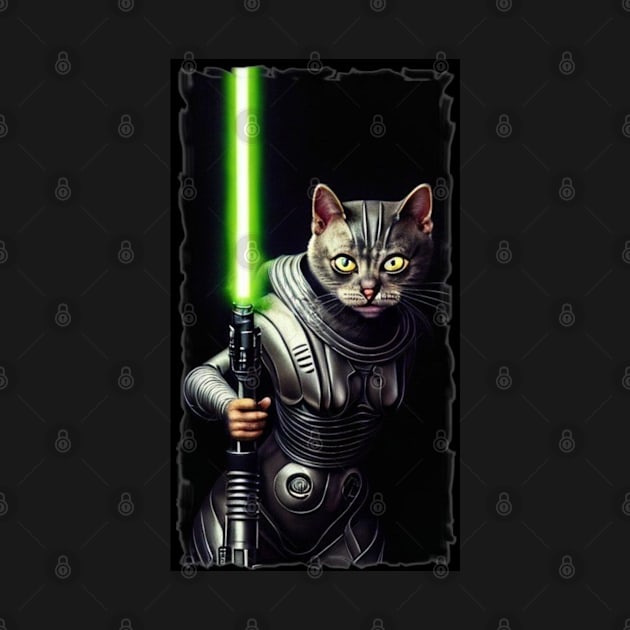 Fun Cat Print ~ AI Art ~ Fantasy Cat ~ Sci-fi Cat ~ Cats with Lightsabers by catsnlightsabres