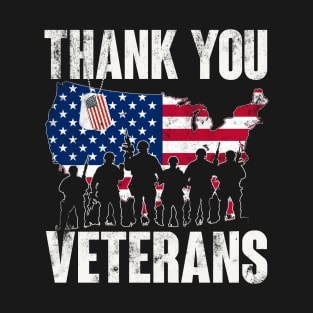 Thank You Veterans USA Flag - Gift for Veterans Day, 4th of July or Memorial Day Patriotic T-Shirt