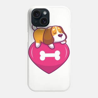 Cute dog sleeping on heart Phone Case