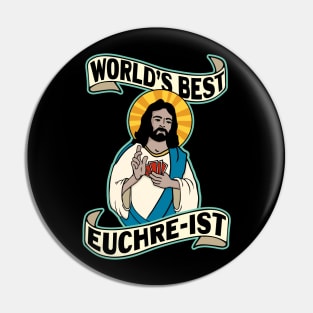 Funny Euchre World's Best Euchre-ist Jesus Pun Pin