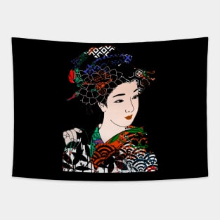 Japanese Geisha Chrysanthemum Kimono 105 Tapestry