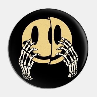 Smiley Skull Hand | Smiling Emoji Face | Skeleton Smiling Face Pin