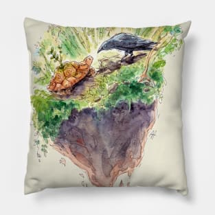 Tortoise and Crow Friends Pillow