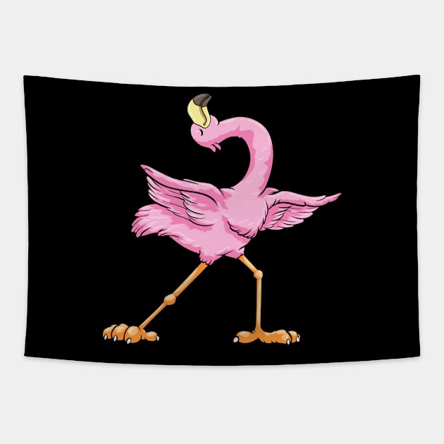 Funny flamingo is doing yoga Tapestry by Markus Schnabel