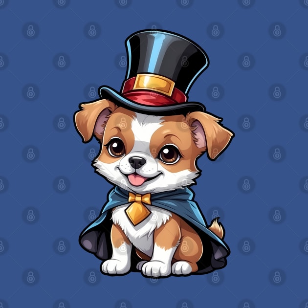 Cute Puppy Wearing Top Hat and Bowtie by Leon Star Shop