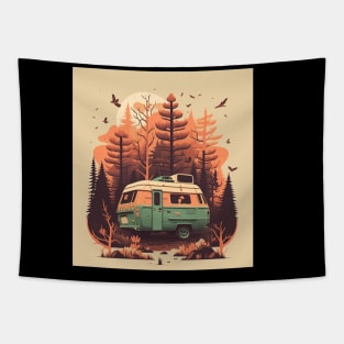 Camping Van, Autumm Adventure in the Forest Tapestry