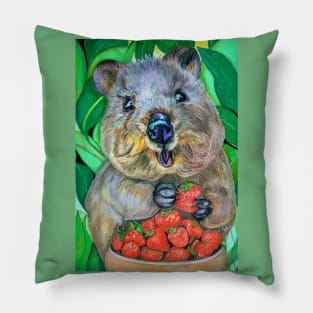 Quokka with Strawberries Pillow