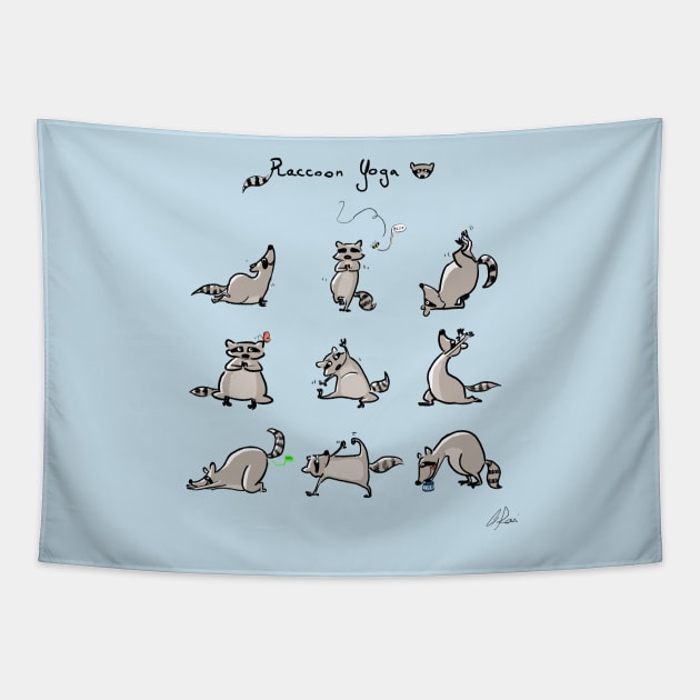 Raccoon Yoga Tapestry by RedFoxBoutique