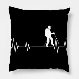 hiking heartbeat Funny Hiking , hike heartbeat mountain Pillow