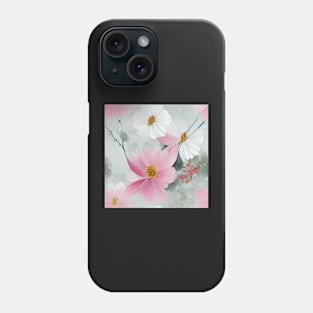 Pink Cosmos Floral Chiyogami Pattern Phone Case