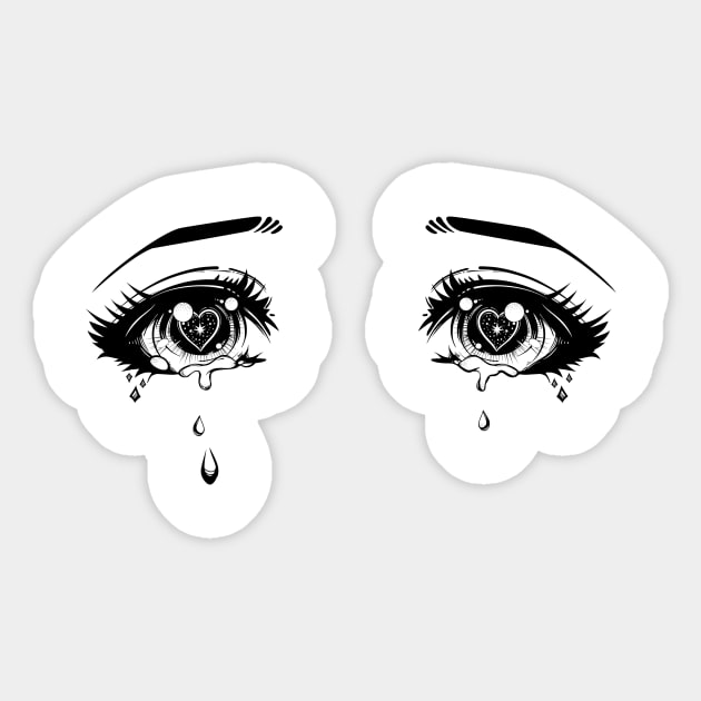 Anime Eyes Drawings Crying Asian Rectangle Stickers - CafePress