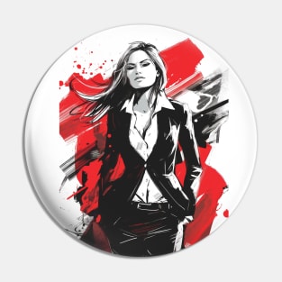 Black Ink Business Woman Pin