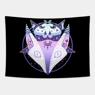 Fox Pentagram With Moth Witchy Pastel Goth Illustration Tapestry