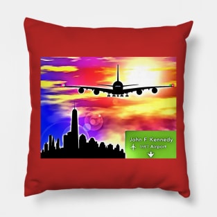 Airplane Landing at NYC Pillow