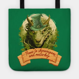 prone to shenanigans and malarkey, green dragon Tote