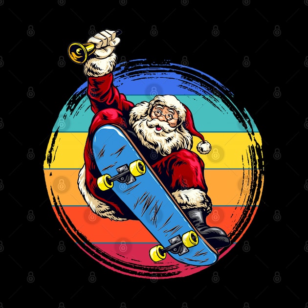 Santa Skateboarder Happy Christmas Merry Christmas Christmas Event Christmas Present Gift for Family for Dad for Mom for Friends for Kids by Abdelouafi Abajy