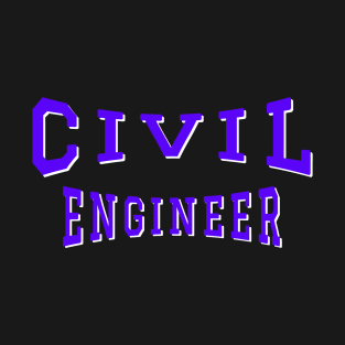 Civil Engineer in Purple Color Text T-Shirt