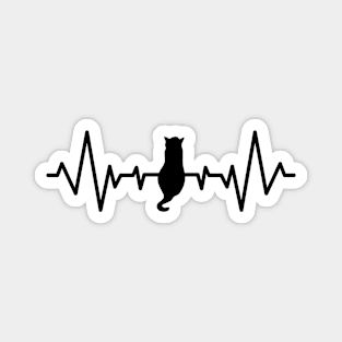 Heartbeat cat line art Magnet