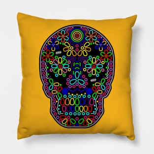 Colorful Skull de Los Muertos Pillow