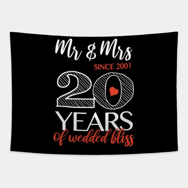 Romc Mr Mrs Since 2001 20Th Wedding Anniversary Tapestry by SnugFarm