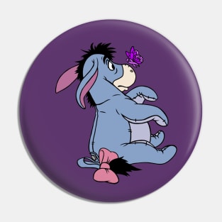 Donkey with Awareness Ribbon Butterfly (Purple) Pin