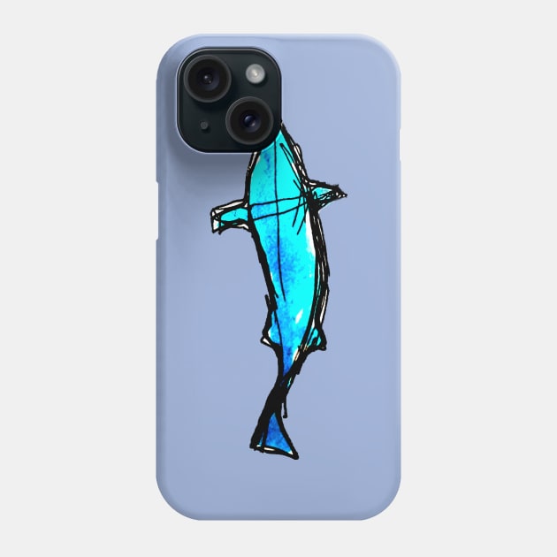 Azure blue dolphin Phone Case by Mzerart