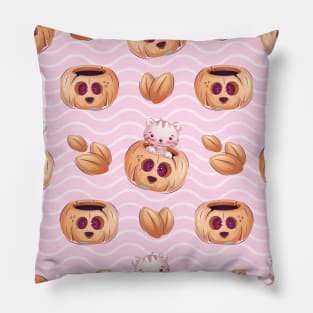 Cute Pumpkin Halloween Cat Fall Autumn Season Pillow